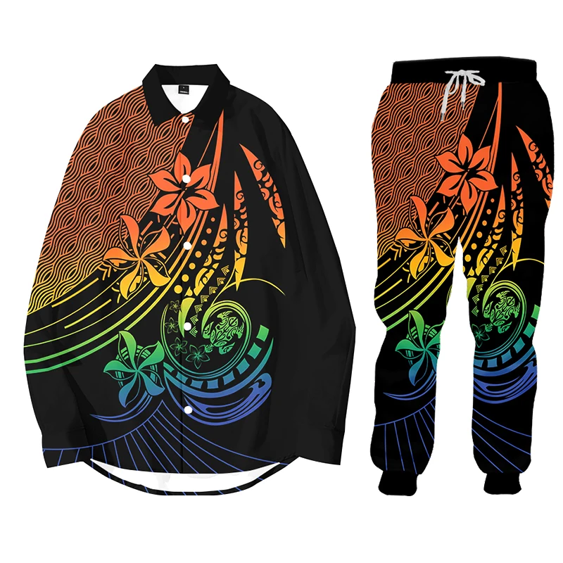 Tahiti Polinésia Hot New Men\'s 3D Hoodie Set Impressão 3D Moda Fine Pattern Conjunto Completo Roupas Masculinas de Lazer Ao Ar Livre Hoodie Conjuntos