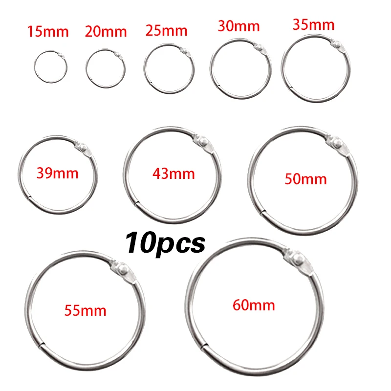 10pcs Metal Ring Binder DIY Albums Loose-leaf Book Hoops Opening Office Binding Photo Album Circle Keychain Notebook Scrapbook