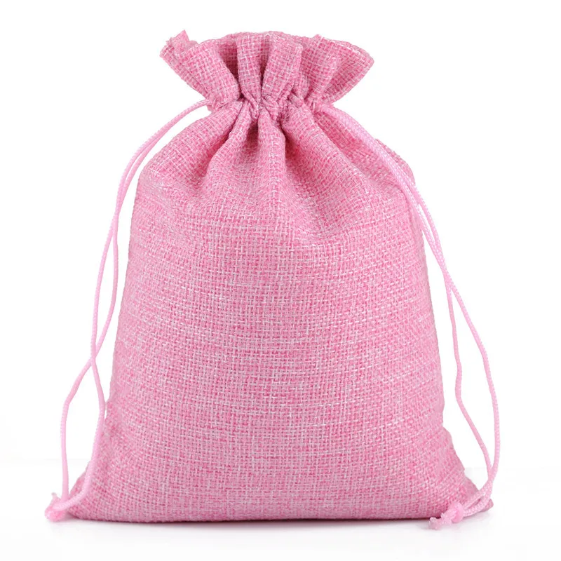 50pcs/lot 15x20cm Burlap Jute Linen Drawstring Pouches Bags For Wedding Christmas Gift Packaging Bags Supplies Can Print Logo