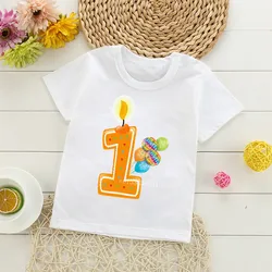 Boys Cute Birthday Number Cartoon T Shirt Children Happy Birthday Balloon Number Present T-shirt Boy&Girl Funny Gift Kid Tshirt