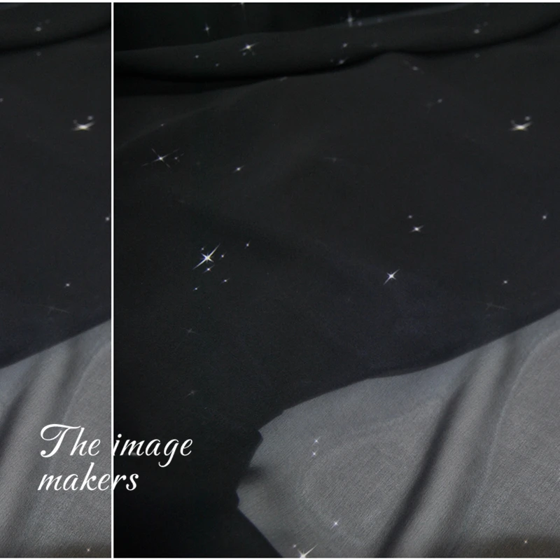 

Silk Georgette Chiffon Fabric Dress Large Wide Shiny Dark Dark Blue Black Clothing DIY Patchwork Tissue