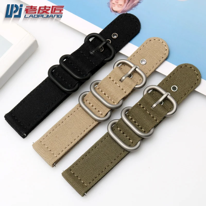 laopijiang nylon watch straps 18mm 20mm 22mm 24mm strap thick canvas watchband sport quick release bar watch band