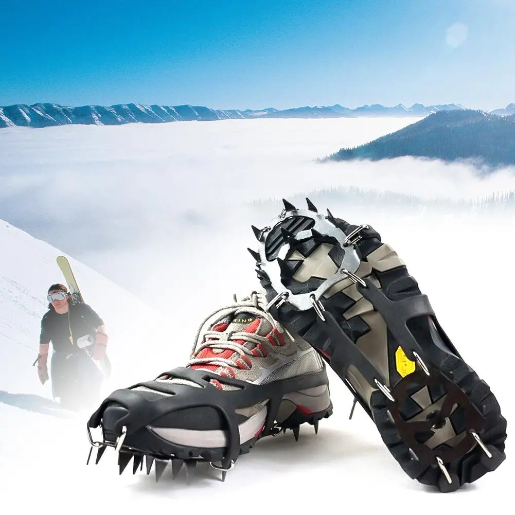 1 para 18 zębów antypoślizgowe buty zimowe lodu Boot trakcji knagi Crampon buty buty obejmuje steigeisen шипы для сапог 아아젠