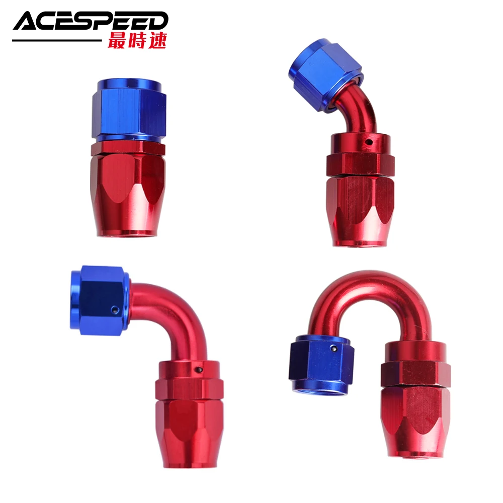 Aluminium AN Fittings Adapter Oil Fuel Reusable Fitting Hose End 0/45/90/180 Degree AN4/6/8/10/12 Fuel/Swivel Hose