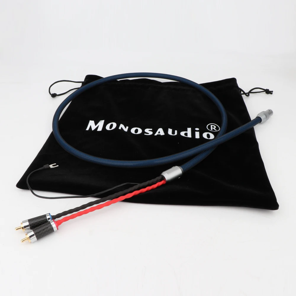 Monosaudio TA205 Tonarm Cable Gold Plated 5 Pin DIN & RCA Phono Turntables Analog Cable with OFC Silver Plated Cable