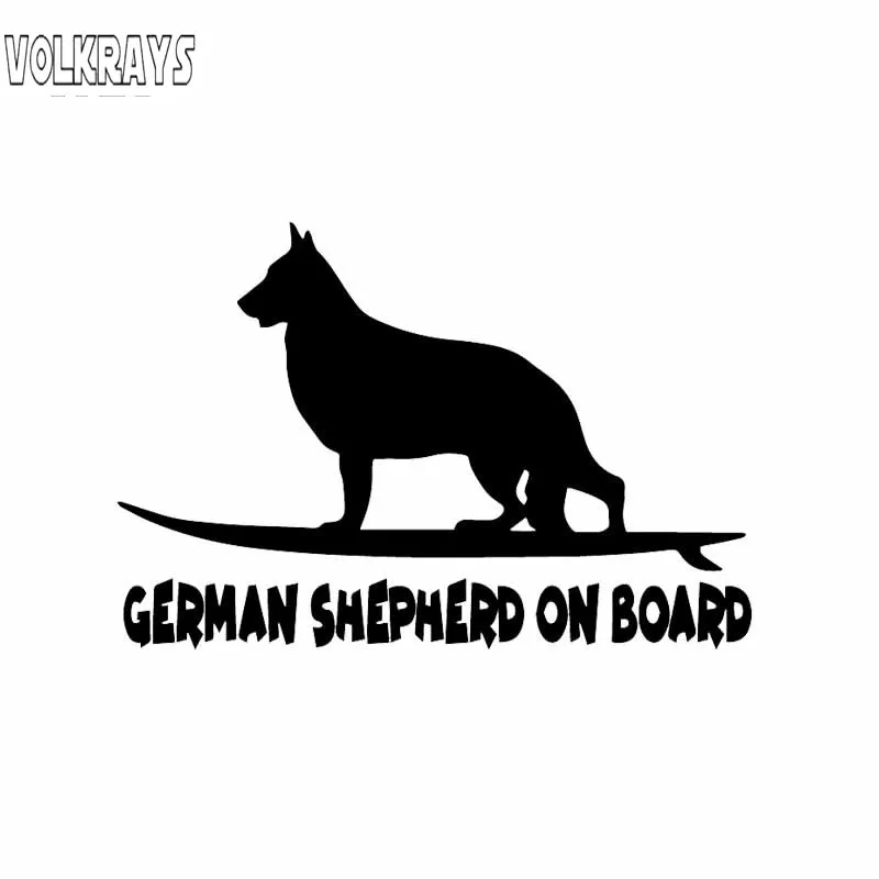 

Забавная Автомобильная наклейка Volkrays, аксессуары для немецкой овчарки на борту, светоотражающая Солнцезащитная виниловая наклейка черного/серебряного цвета, 9 см * 14 см