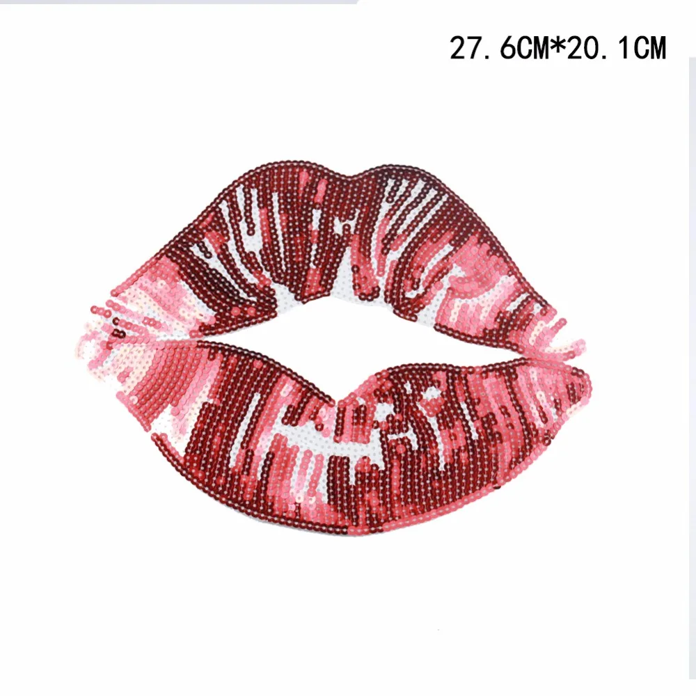 Red Lip Sequin Patch for Women, Clothing, Women Clothes, Embroidered Cloth on Shirt, Jeans, Jacket, 275*200mm, New