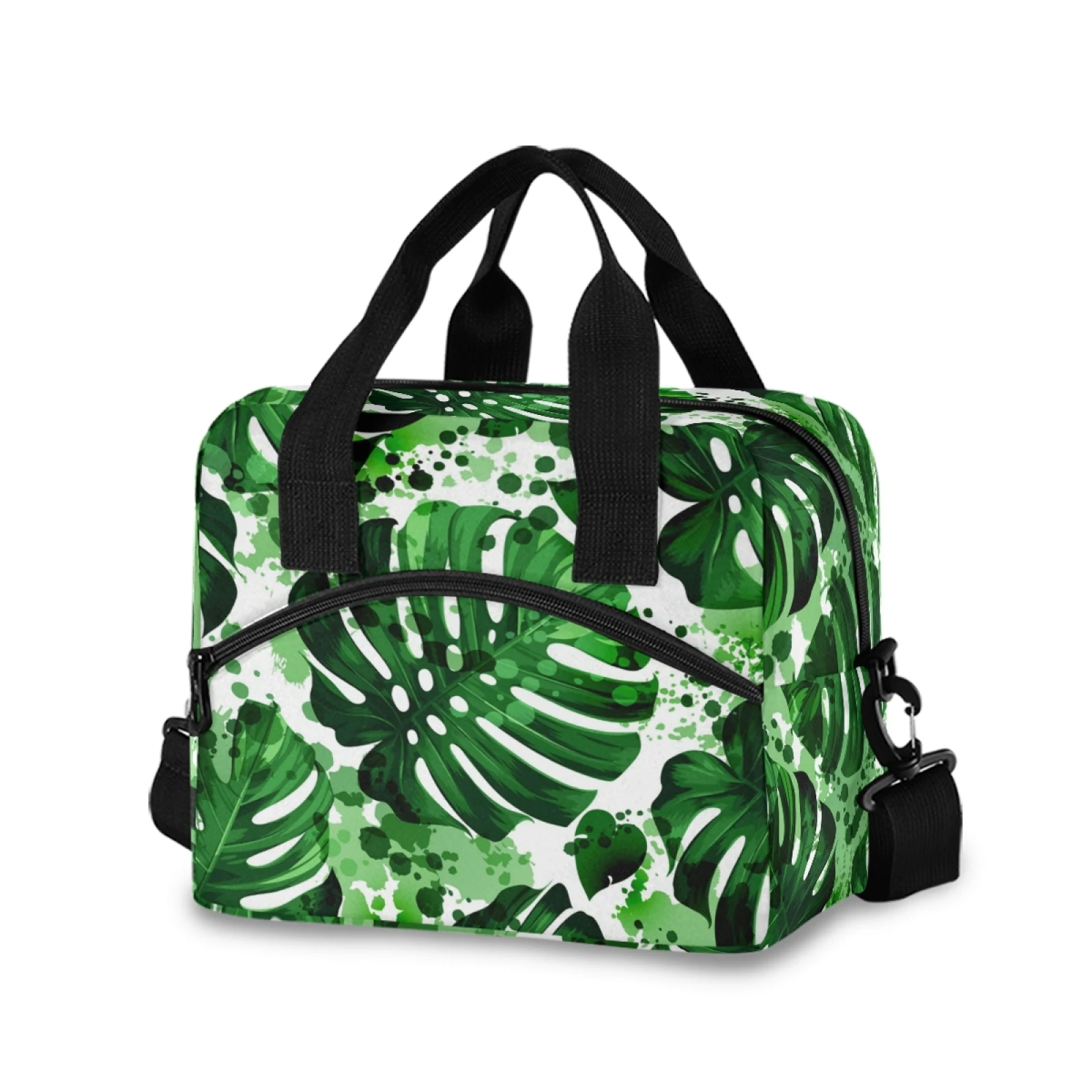 Bolsa de almuerzo de moda con estampado de hojas de palma tropicales, bolsas térmicas multicolores, paquete de mano para mujer, caja térmica para desayuno, viaje de Picnic portátil