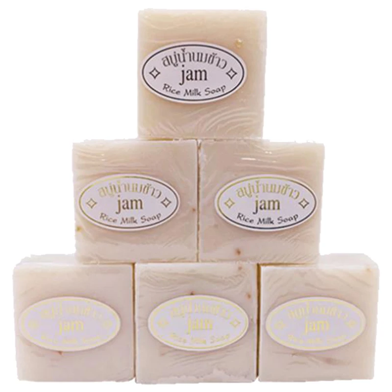 

24pcs Thailand JAM Rice Milk Soap 65g Original Thailand Handmade ​Nourish Goat Milk Soap Rice Soap For Face Skin Care