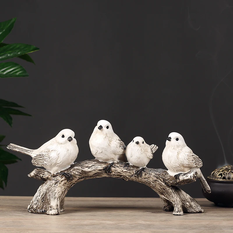 

Resin Birds on Branch Decorative Statue Collectible Figurine