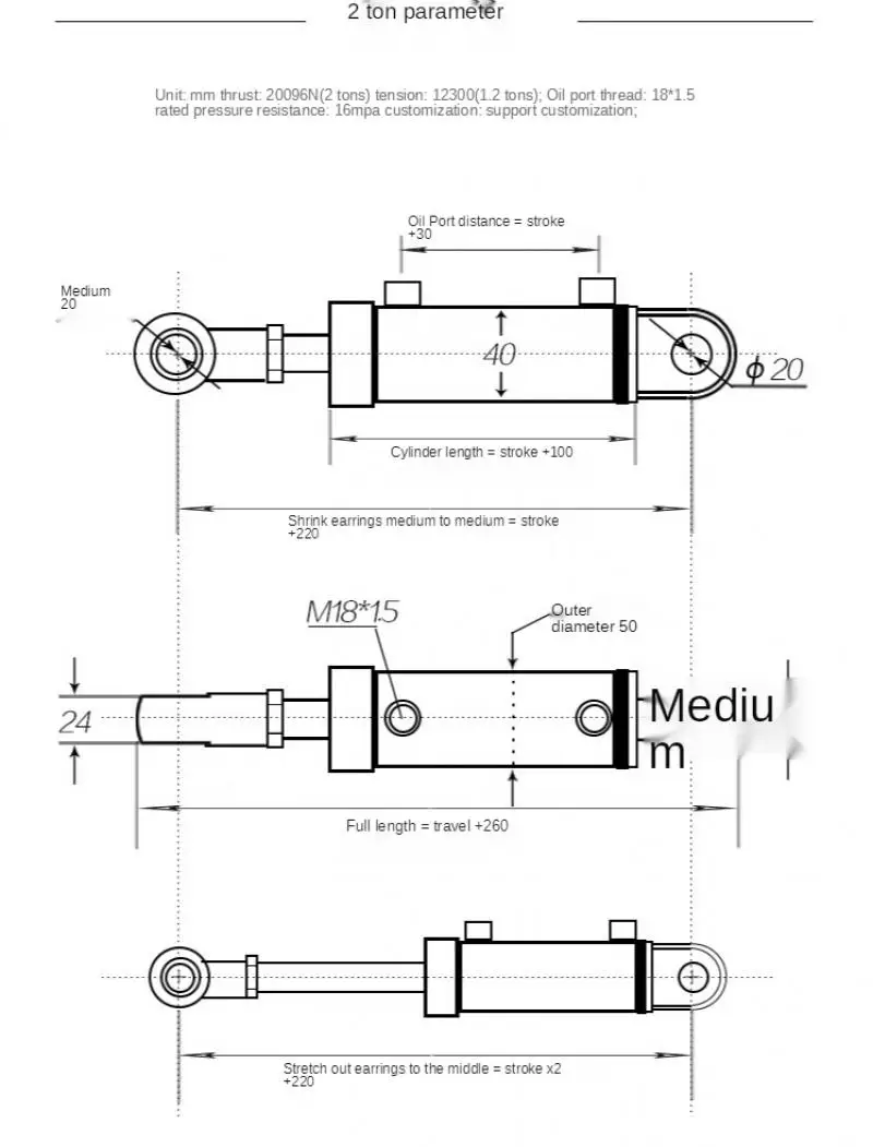 100-500Mm Đi Dầu Thủy Lực Trụ Hạng Nặng Hai Chiều Nâng Gỗ Nhỏ Bộ Chia 1/2 Trọng Tải Thủy Lực Ram