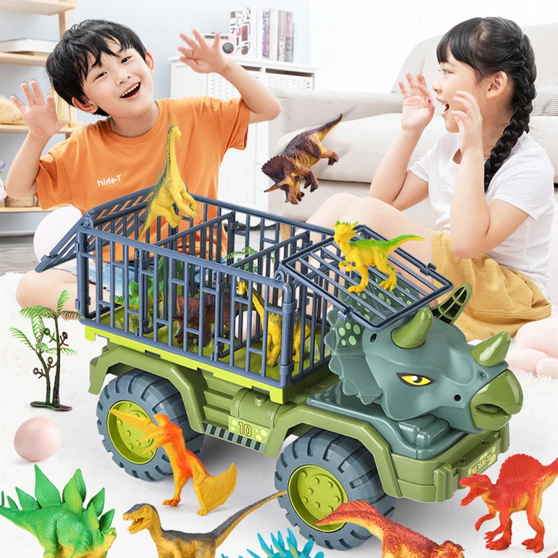 Kids Dinosaur Water Gun Oilcan Excavator Transport Car Toys Dump Truck Vehicle Toys Dinosaur Toys for Children Christmas Gift