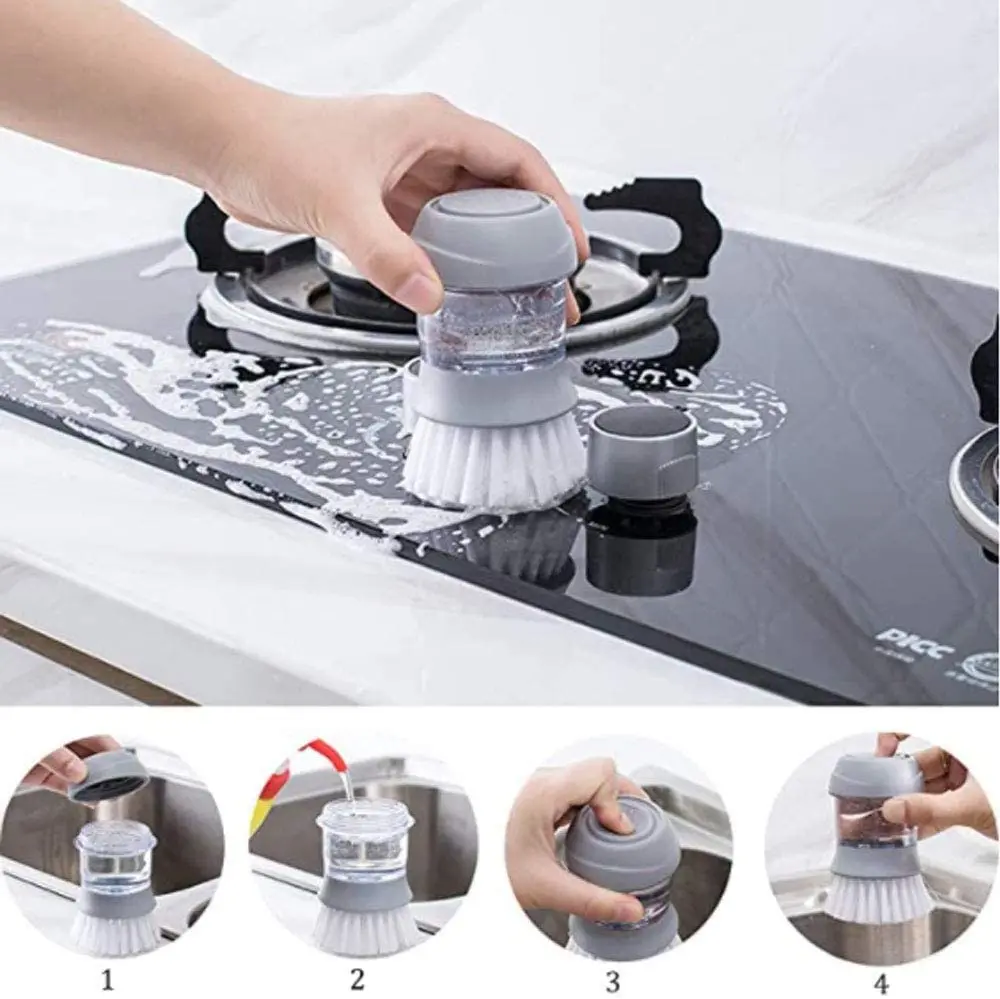 

Cleaning brush Handheld Soap Solution Brush Automatic Liquid Adding Lazy Dishwashing Dish Brush Pot Artifact