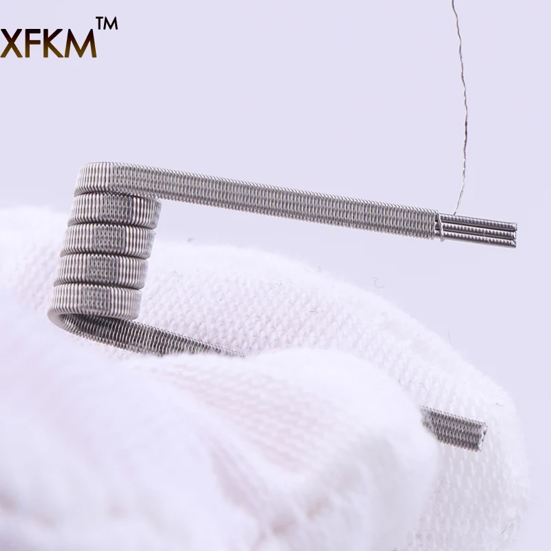 XFKM-bobina de clapton prefabricada NI80 de alta densidad, bobina fundida de 3 núcleos, calentamiento DIY, alien clapton, alambre de bobina para rda, 50/100 Uds.