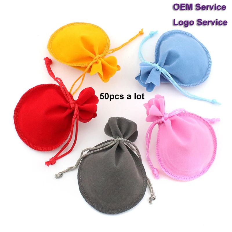 Jewelry Pouch Velvet Packing Bag Drawstring Gift Bag 50pcs/Lot 7x9 9x12 Used for Wedding Candy Cake Bag Advertising bag