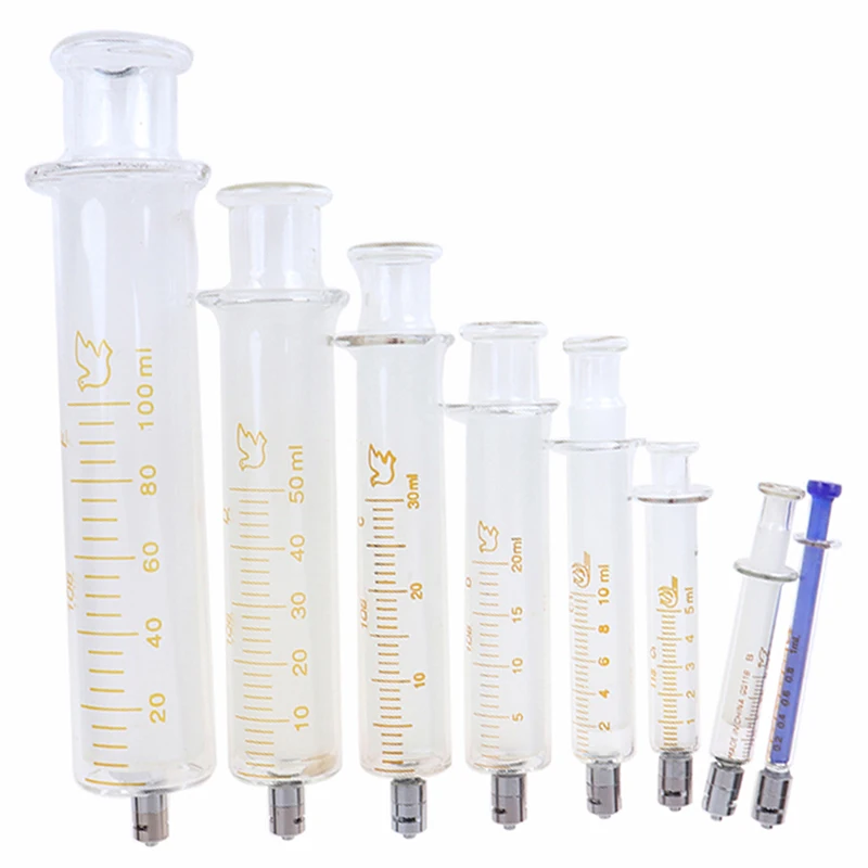 Imagem -02 - Seringa de Vidro Luer Lock Seringa de Vidro Pré-cheia ml ml ml 10 ml 20 ml 30 ml 50 ml 100ml