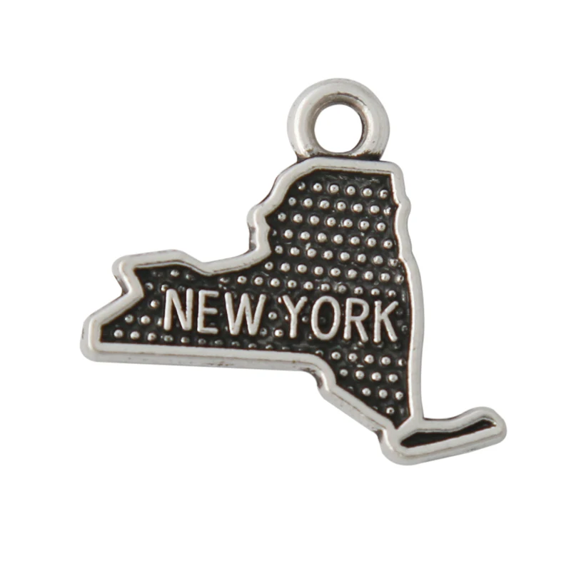 

RAINXTAR Wholesale Fashion Alloy American State Charms New York Map Charms 18*18mm 50pcs AAC038