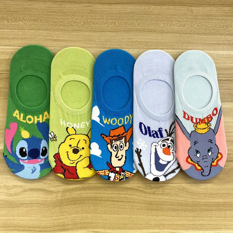 Disney Girl Summer Cotton Socks Cute Cartoon MIckey Mouse Frozen 2 Women\'s Socks Breathable And Invisible Soft Short Socks