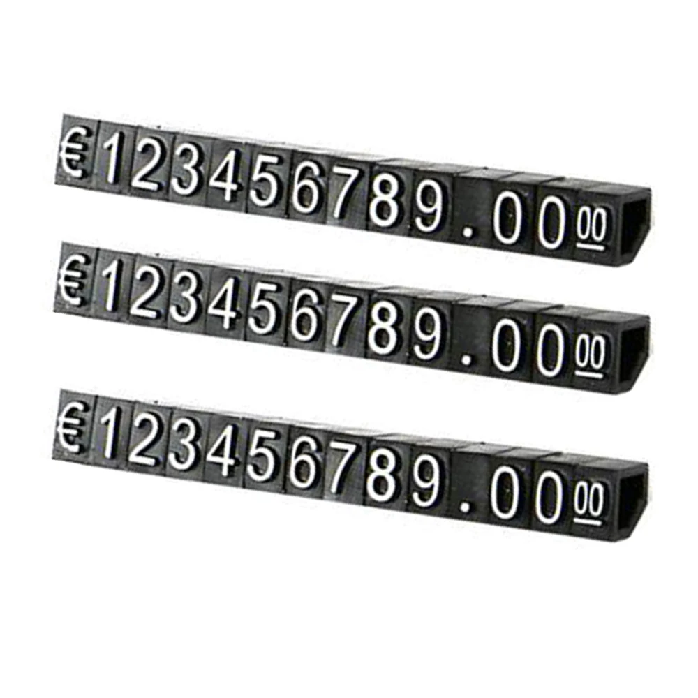 30 Sets Combined Price Label Euro Snap Number Digit Cubes Stick For Clothes Phone Laptop Jewelry Showcase Counter Display Sign