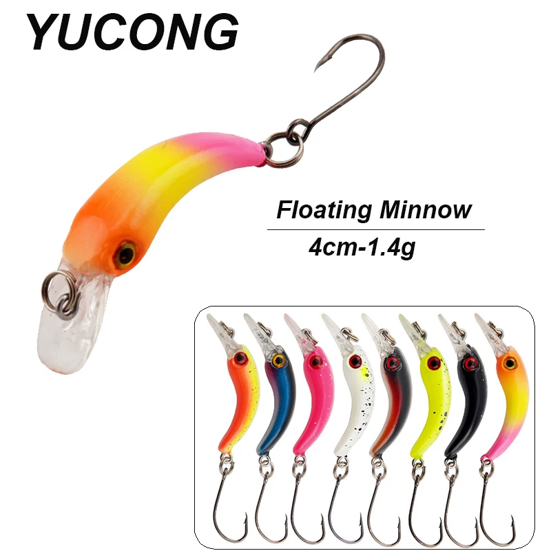 YUCONG 1PCS Mini Minnow Bait 4cm-1.4g Floating Fishing Lure Jig Wobbler Barracuda Tilapia Swimbait Topwater Crankbait Pesca Isca