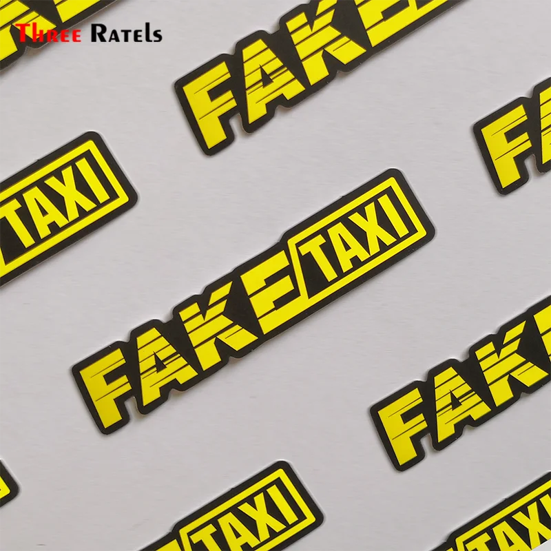 Three Ratels 50pcs Yellow Fake Taxi Logo Pvc Waterproof Window Laptop Trunk Auto Motorcycle Car Sticker And Decals