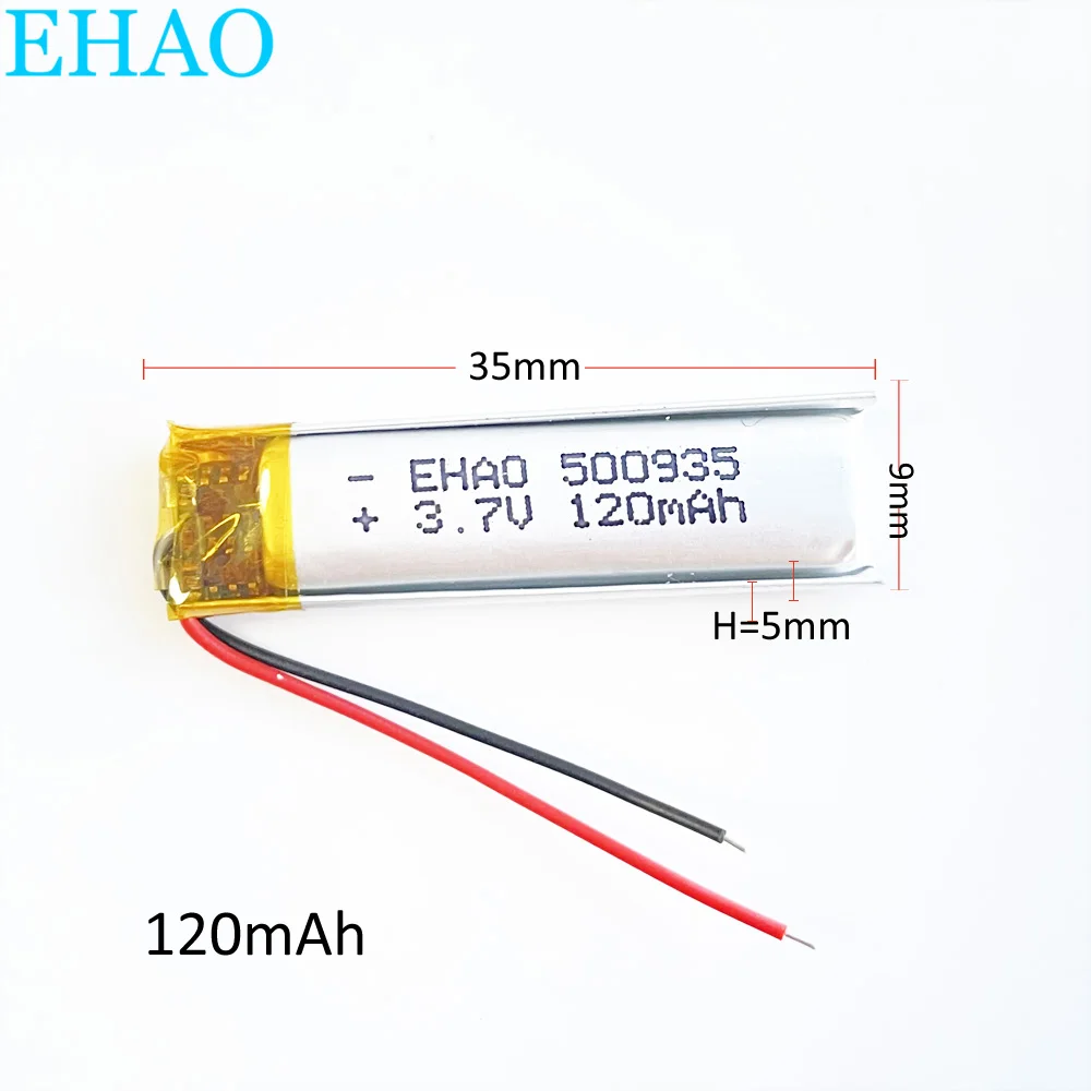 3.7V 120mAh Lipo Lithium Polymer Rechargeable Battery 500935 For MP3 GPS Headphone Earphone Camera DVD Bluetooth Smart Watch