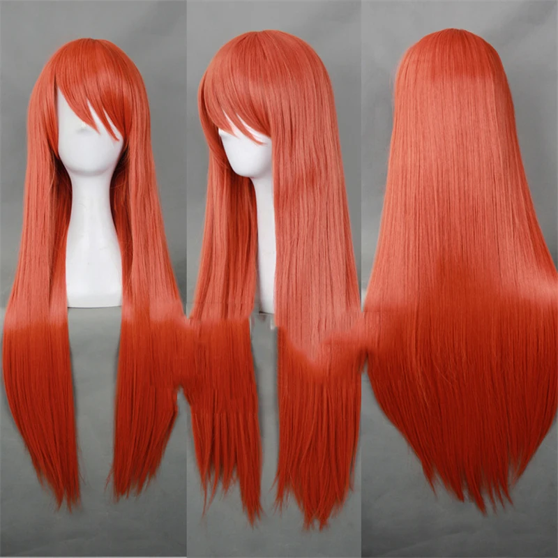 Anime Gintama Kagura Cosplay Wigs Long Orange Heat-resistant Fiber Hair Perucas Halloween Party Costume Wig