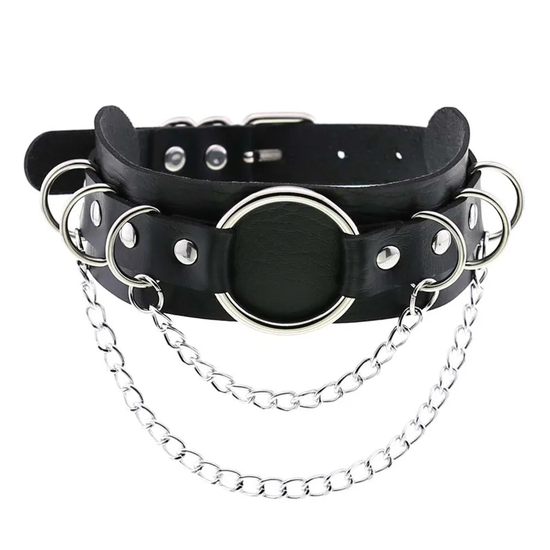 2024 Black Gothic Punk Choker Necklaces Goth Chain Collar Dark Fashion Leather Chocker Necklace Bondage Club Party Accessories