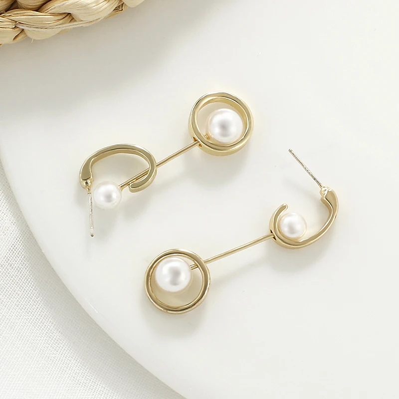 AENSOA 2023 Trendy Pearl Dangle Drop Earrings for Women Unusual  Geometric Hoop Big Long Earring Wedding Jewelry Gifts Wholesale