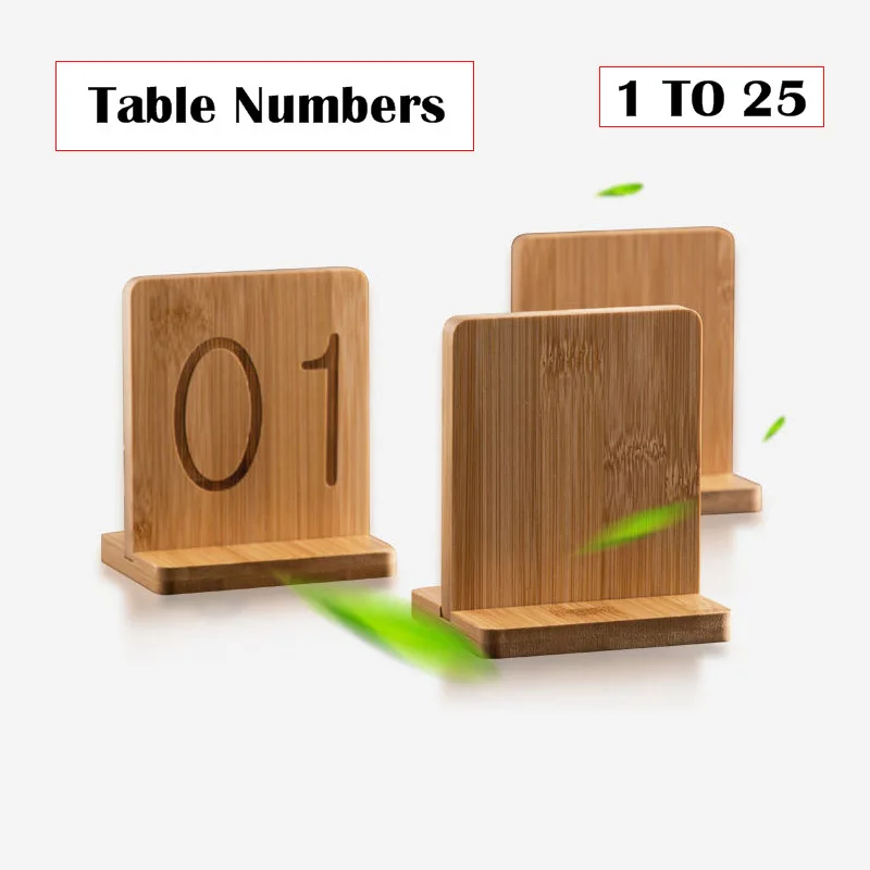 

5Pcs Single Side Wooden Table Numbers Plaques 1-25 Signs Plates Restaurant Cafe Bar Place Table Marker Desk Digit Card Holder