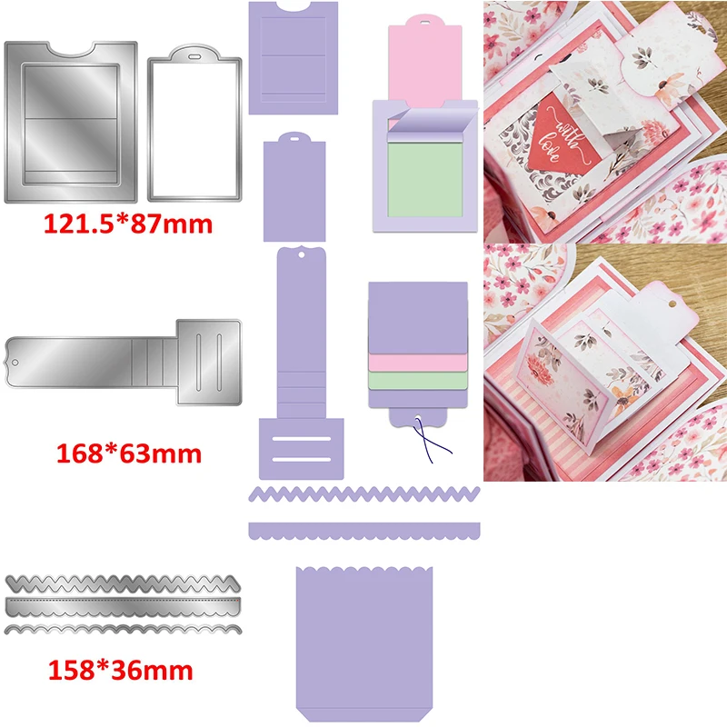 Metal Cutting Dies Wavy Slider Border Tag Pop Up Gift Card DIY Scrapbooking Craft Paper Cards Making Template 2021 Hot Sale