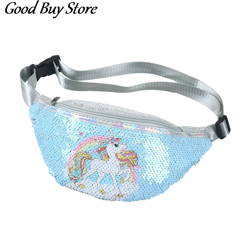 Unicorn Sequins Waist Packs Children Party Purse Adjustable Belts Pouch Wallet Waterproof Phone Bags Shiny Fanny Pack Animal