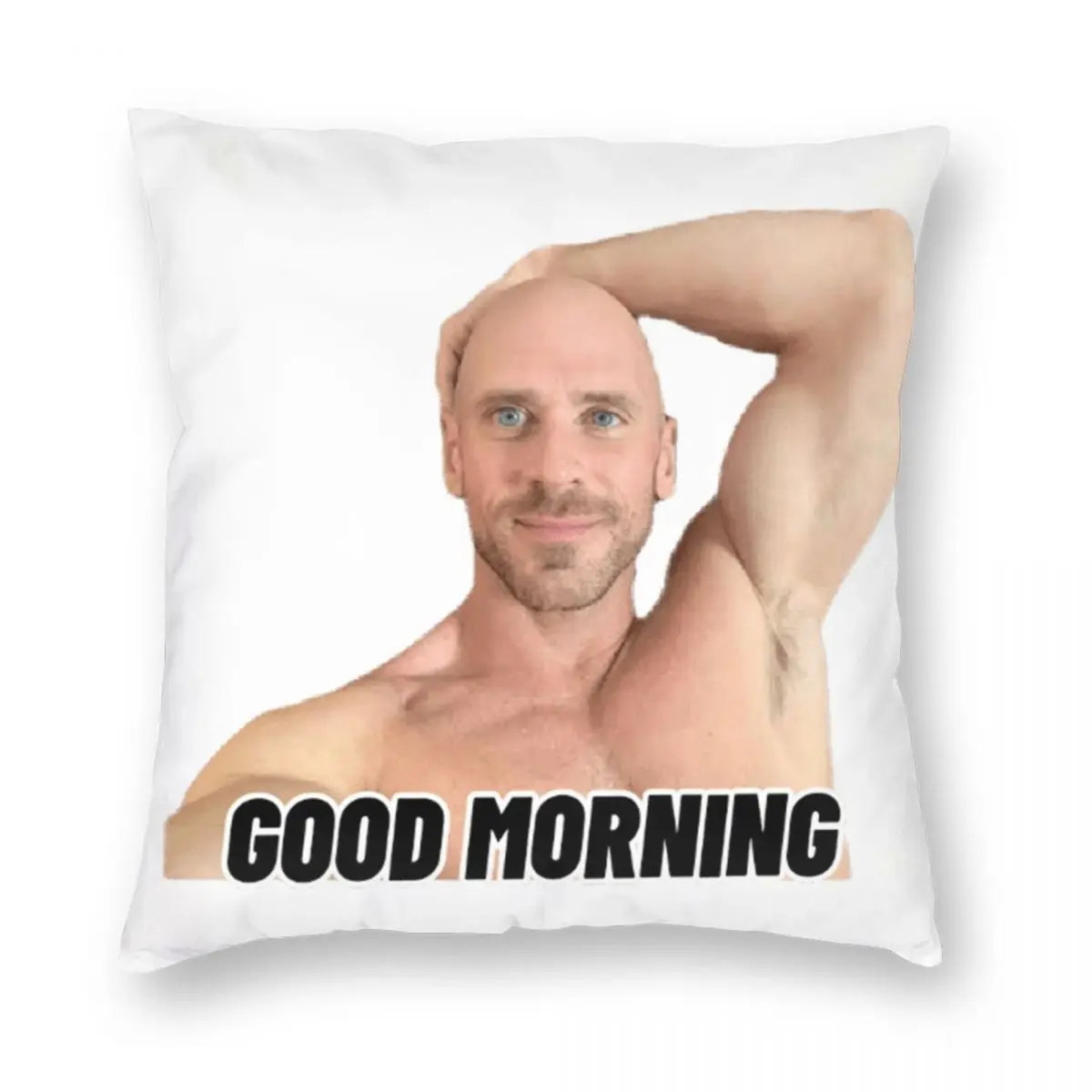 

Квадратная наволочка Johnny Sins Good Morning, полиэстер, лен, бархатный узор, декоративная наволочка на молнии для комнаты