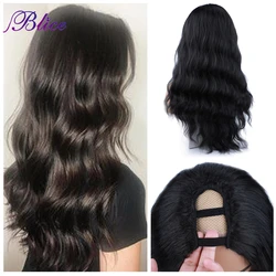 Blice U Deel Pruik Synthetisch Haar Extensions Lijmloze Golvend Pruiken Hollywood Golven Met Clips Hoofd Bang Stijl Voor Vrouwen