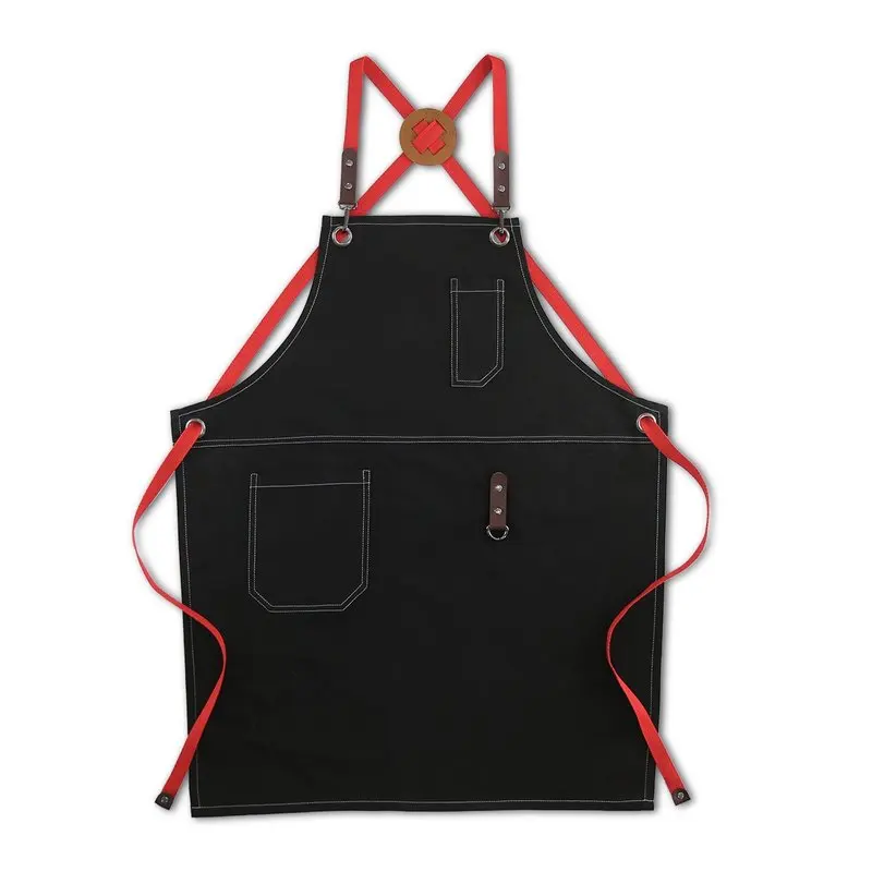 

Black Cotton Kitchen Apron Cooking Baking Craft Housework Wear Florist Cafe Barista Restaurant Waitstaff Pastry Chef Uniform E74