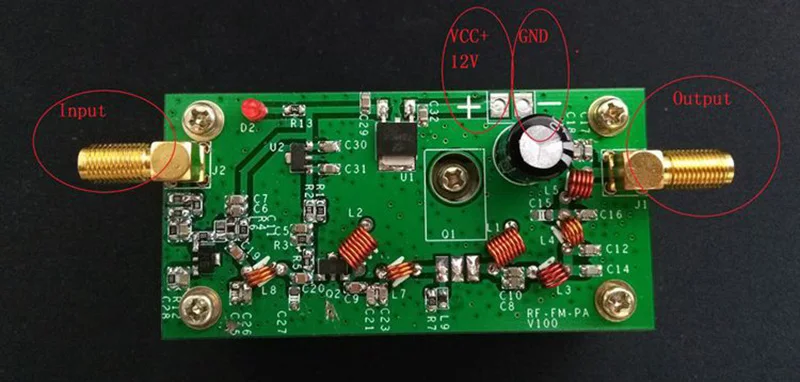 DYKB 7W FM RF wzmacniacz mocy wysokiej częstotliwości 65-110MHz RF AMP wejście 1mW dc 12v dla Ham Radio