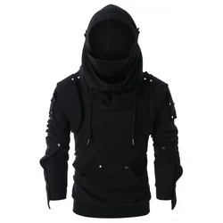 Gothic Men Hoodies Retro Street Clothing Soft Medieval Style Cosplay Long Sleeve Travel Solid Hooded Hoodie Assassin Hoodies Man