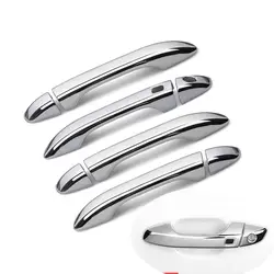 For Kia Rio 2018 2019 2020 2021 Carbon Fiber Chrome Car Door Handle Cover Decor Trim Sticker Styling Accessories