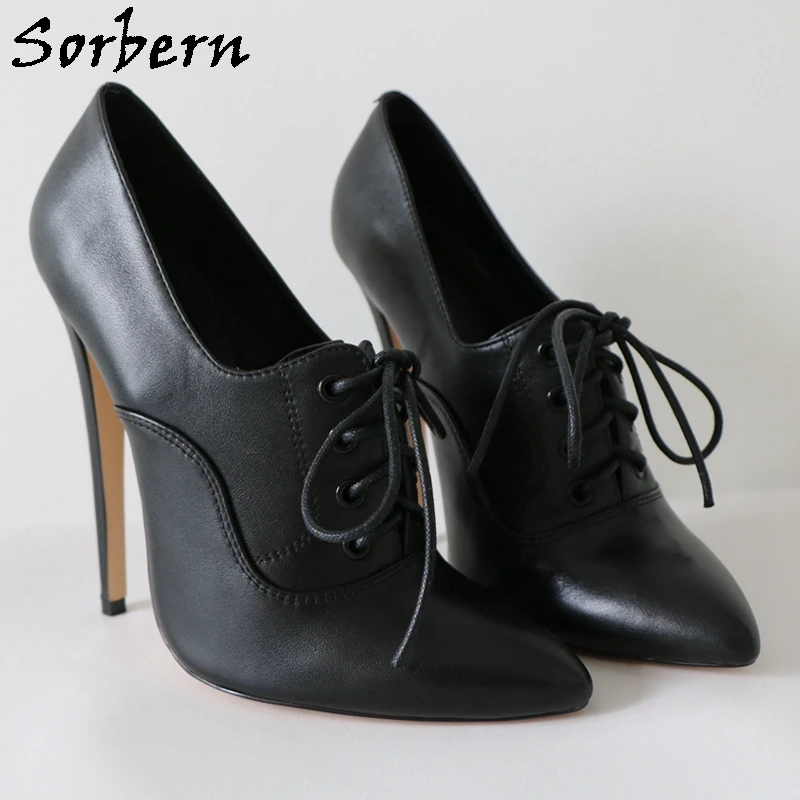 Sorbern Fashion Lace Up Women Pump High Heels 14Cm Stilettos Lace Up 16Cm Pointed Toe Heels For Women Pumps Women Shoes