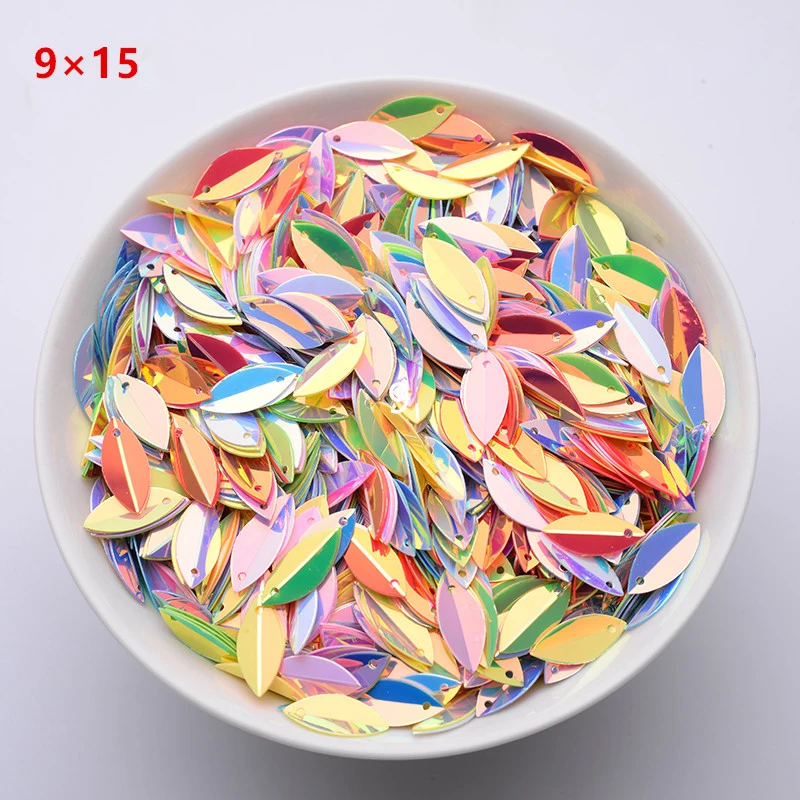 9X15mm horse eye shape rainbow leaves loose sequins sequins embroidery sewing children\'s DIY performance  clothing accessories