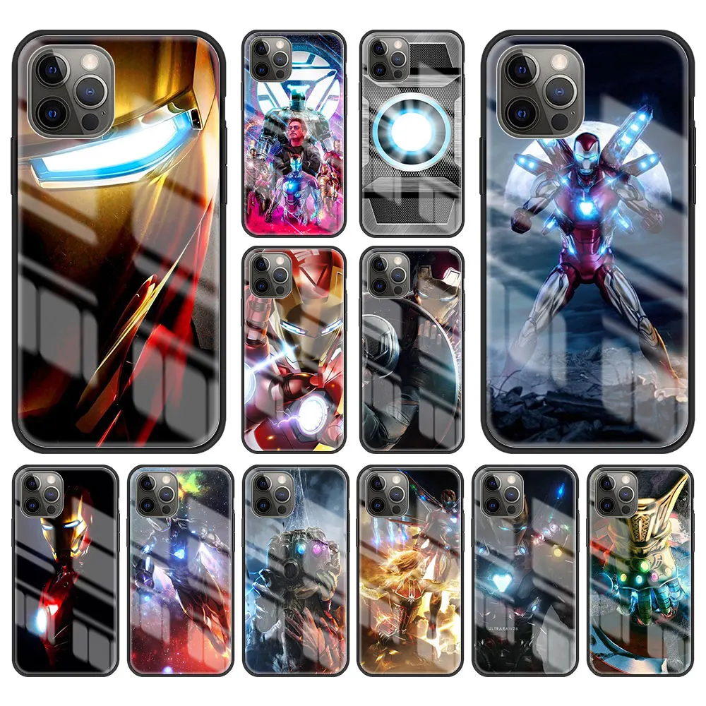 

Iron Man Marvel Ironman Tempered Glass Case For Apple iPhone 11 12 13 14 15 Pro Max 7 8 Plus X XS XR Phone Cover Coque