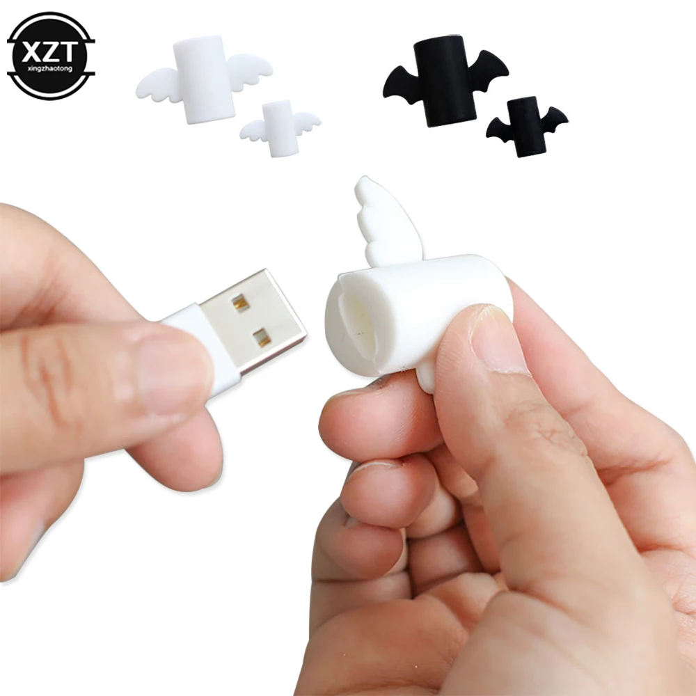 لطيف أجنحة الملاك كول الخفافيش كابل كم وقائي مكافحة كسر شحن كابل نقل بيانات حامي ل iPhone11 Ooriginal كابل اللفاف