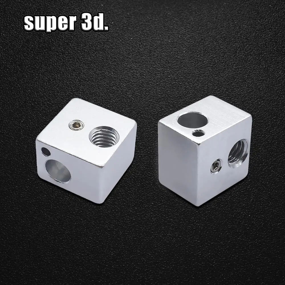 2pcs  heating block V5 Heated Aluminum Block 16 * 16 * 12MM for 3D printer Extruder j-head hotend kossel and prusa i3