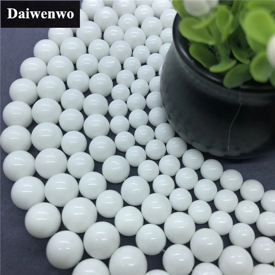 Ceramic Whiteware Beads 4-12mm Round Natural Loose Stone Bead Diy Accessories