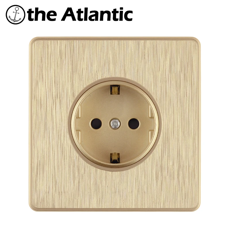 DE/EU/RU Standard Power Plug Socket Wall Electrical Outlet Wall Sockets Grounding 16A 250V Gold Plastic Frame
