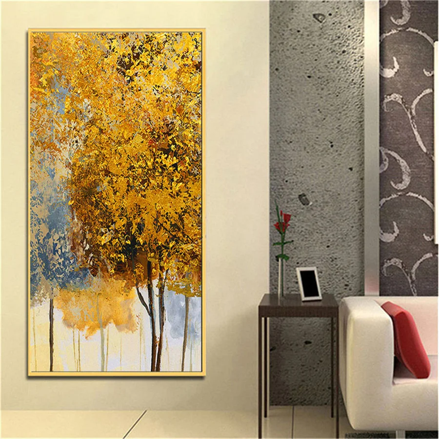 

Hand painted modern abstract money tree canvas wall art oil painting on canvas home decoration unique gift artwork No Frame