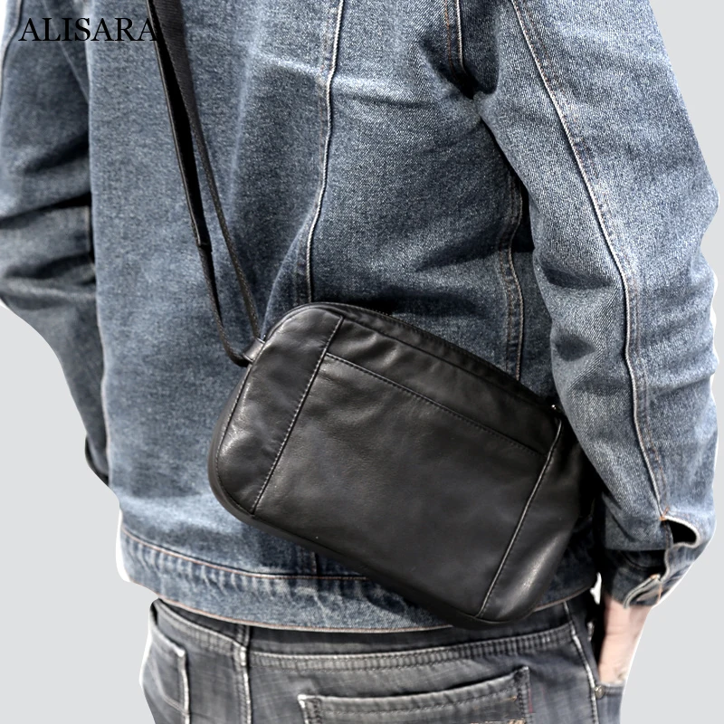 Messenger Bag Male Genuine Leather Luxury Top End Men Casual Crossbody Shoulder Handbag Fashion Satchel Travel Hand Bag