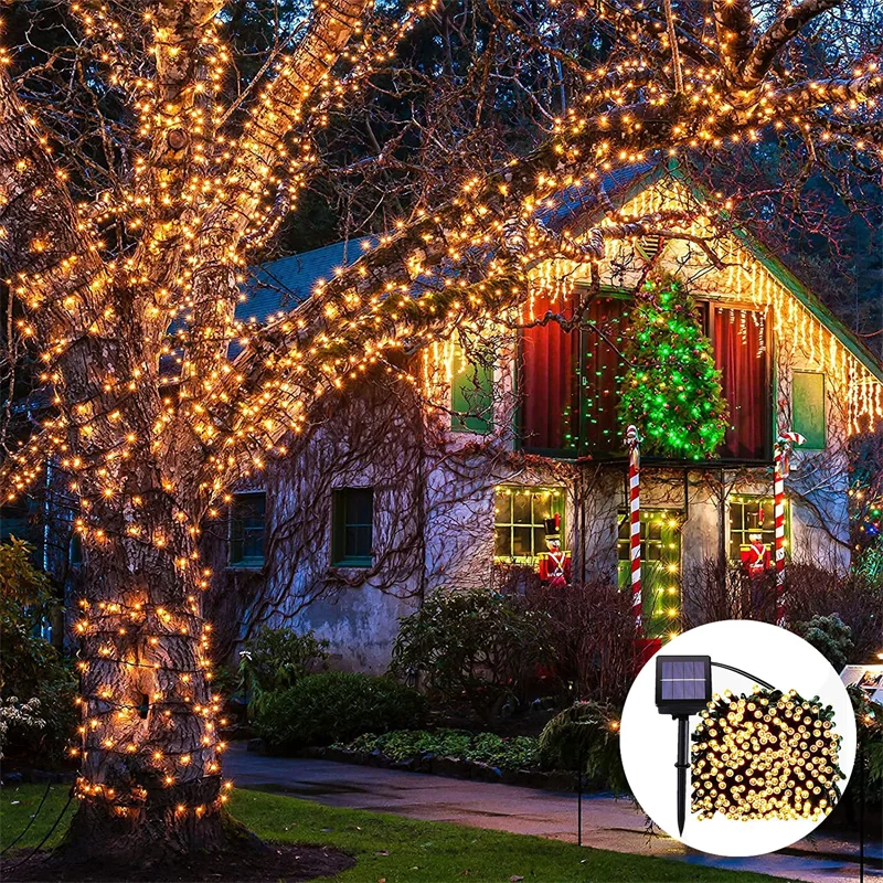 Solar String Light Outdoor 22M 200LED 8 Modes Solar Christmas Lights Waterproof for Gardens Super Bright Solar Fairy Lighting