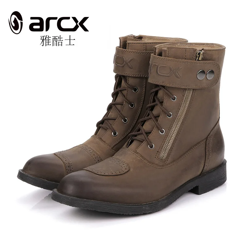 ARCX New Retro Automobile Racing Shoes Off-road Motorcycle Boots Professional Leather Moto Speed Sports Motocross