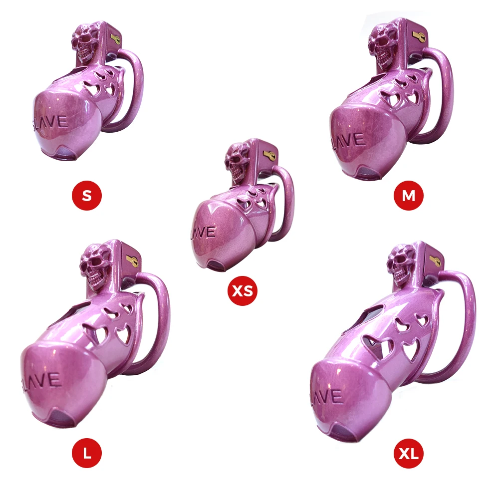 New Purple Skull Cock Cage Slave Chastity Cage BDSM Male Sex Shop Penis Ring Lock Male Erotic Gay Ladyboy 18+ Sex Toy for Men